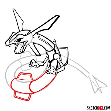 how to draw mega rayquaza step by step